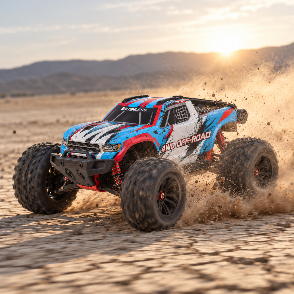 Voiture télécommandée monster truck 4x4 brushless 1:16, 45 km/h